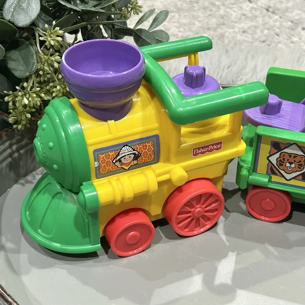 Vtg Fisher Price Little People Safari Zoo Train Play Set 2001 Tested & Working